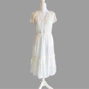 Ulla Johnson Embroidered and Crochet Floral Midi Dress White Size 0